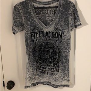 Affliction burn out tee with velvet detail